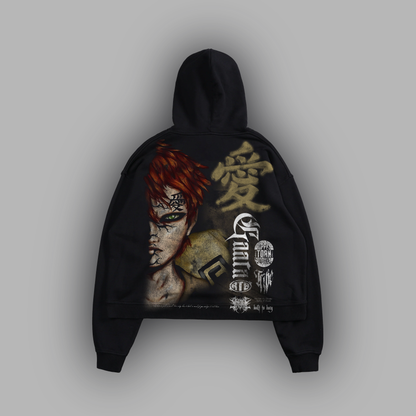 GAARA OF THE SAND "LIMITED" BOX CUT HOODIE IN CHARCOAL