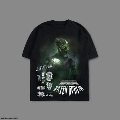 GREEN GOBLIN: ABSOLUTE CHAOS 'LIMITED' 10oz OVERSIZED TEE IN BLACK (COLORED VERSION)