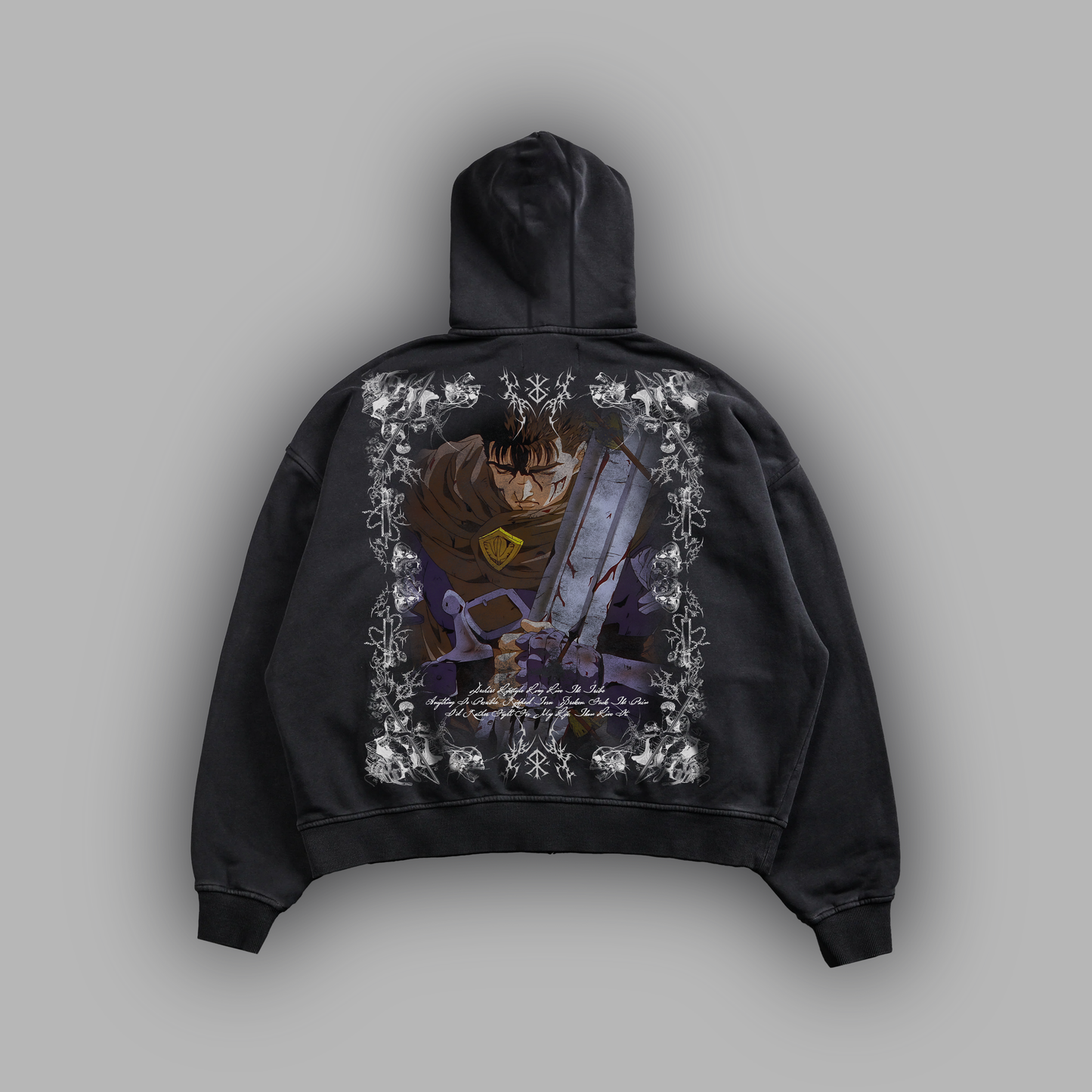 GUTS 'LIMITED' SNOW WASHED DOUBLE ZIP HOODIE IN FADED BLK