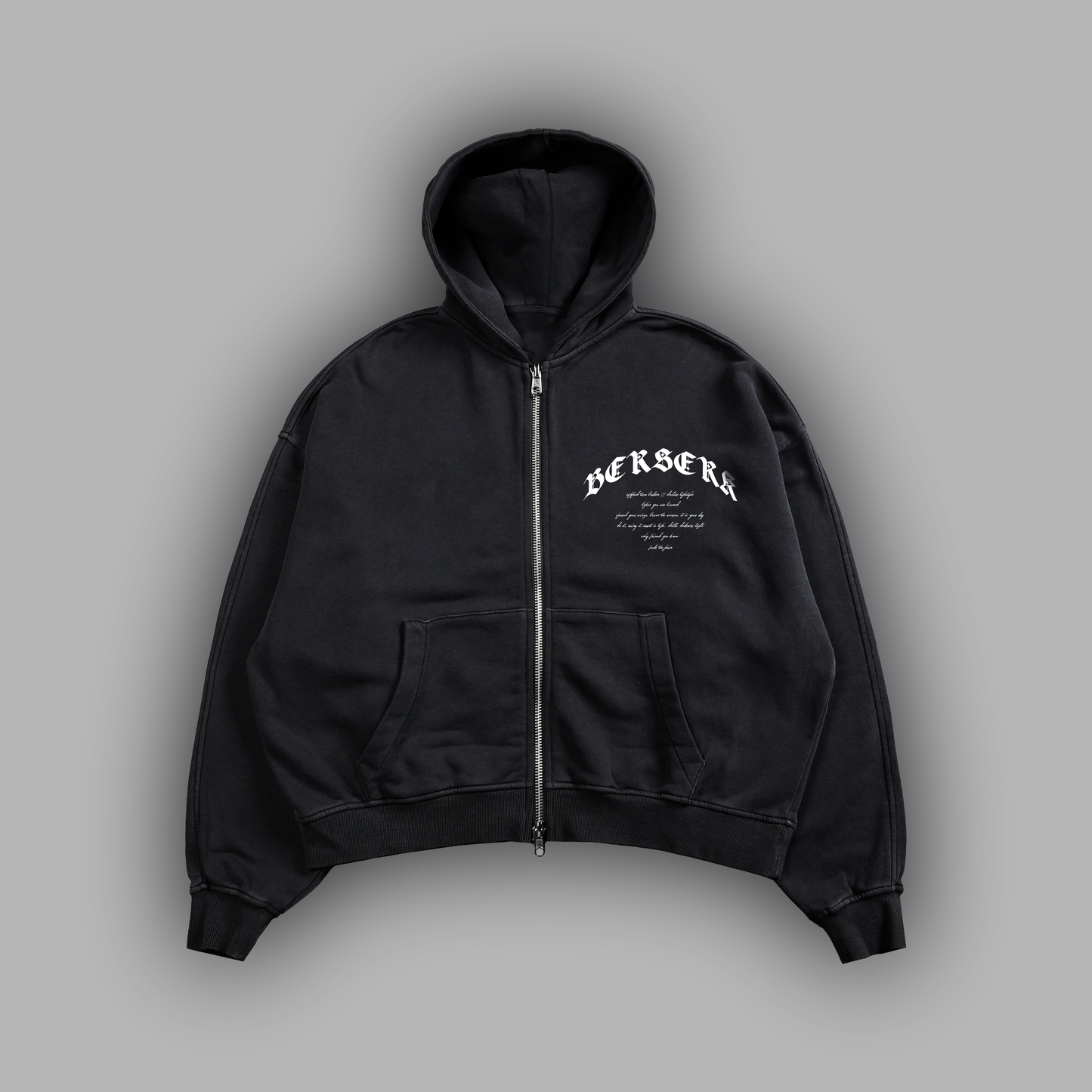 GUTS 'LIMITED' SNOW WASHED DOUBLE ZIP HOODIE IN FADED BLK