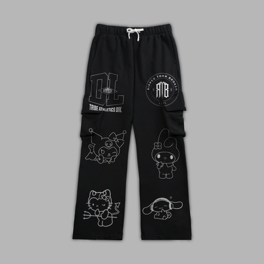 HELLO KITTY & FRIENDS ' 1 OF 25' CARGO SWEATS IN BLACK