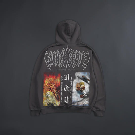 VINLAND SAGA DL:MADE 4060 TERRY OS HOODIE IN ASH & STEEL