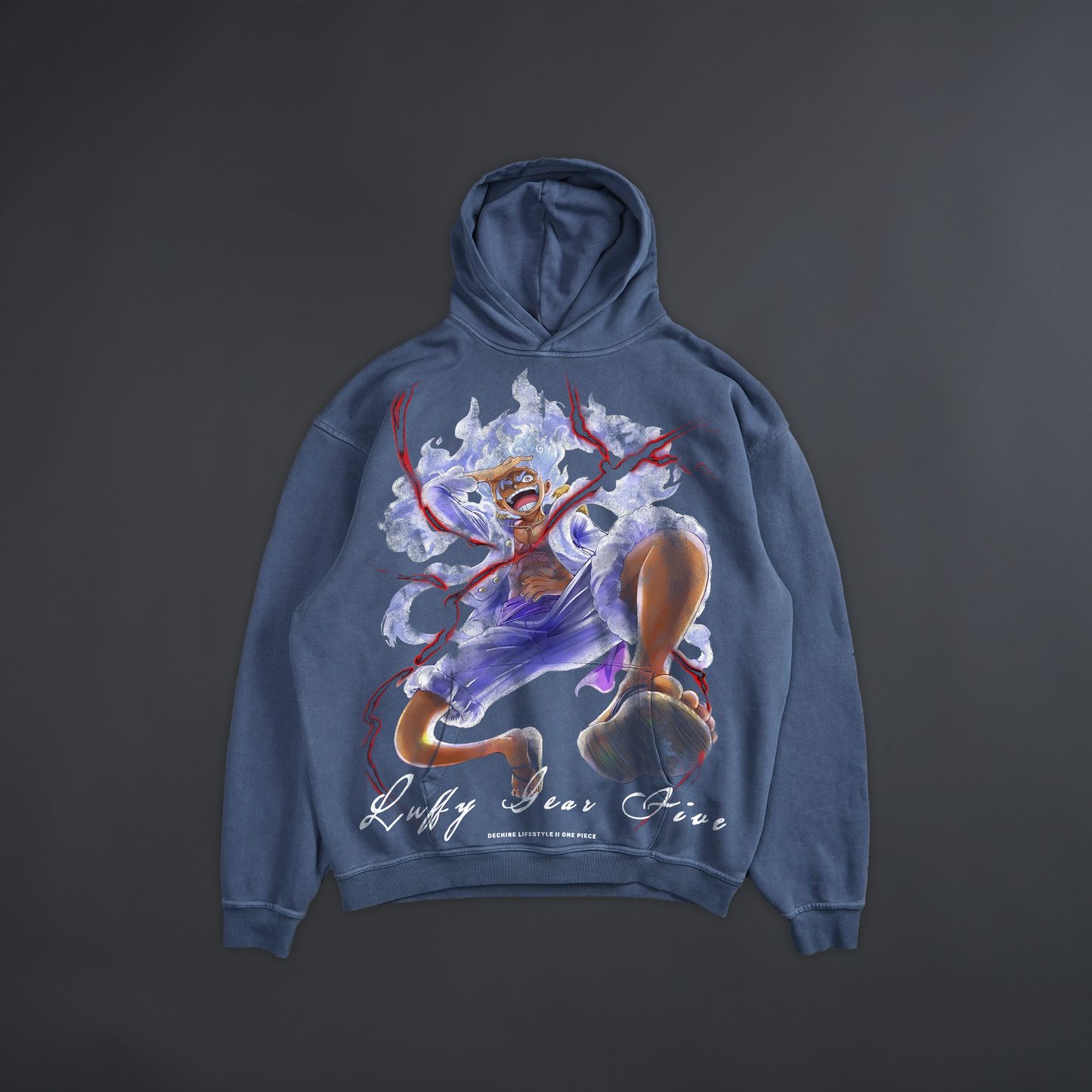 LUFFY GEAR FIVE '1 OF 50' 4060 TERRY HOODIE IN WASHED SHADOW BLUE