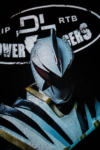 DINO THUNDER II WHITE RANGER 'LIMITED' OVERSIZED TEE IN BLACK