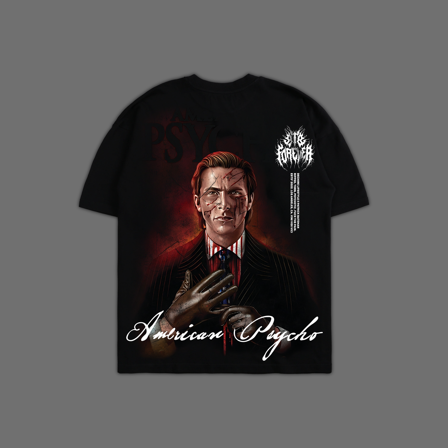 AMERICAN PSYCHO '1 OF 200' OVERSIZED TEE IN BLACK
