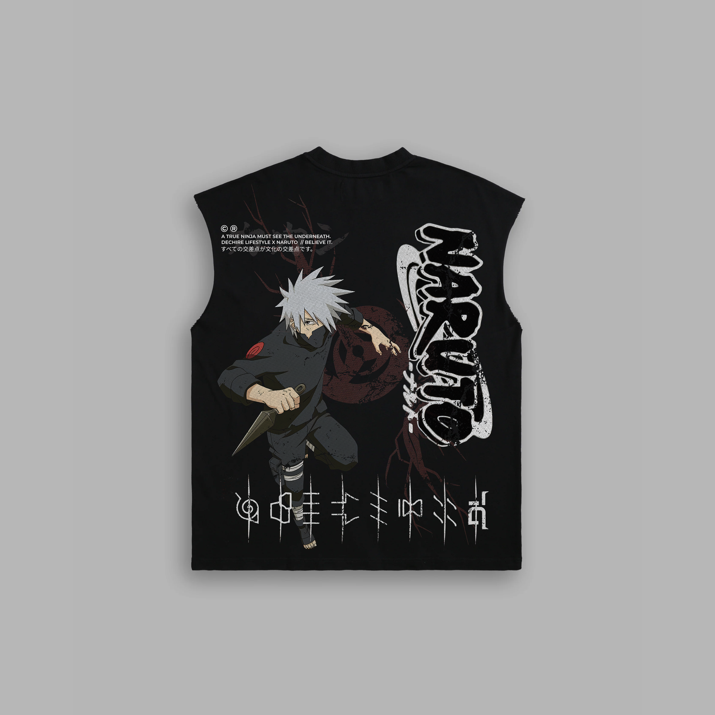 KAKASHI 'LIMITED' BOX CUT MUSCLE TEE IN BLACK