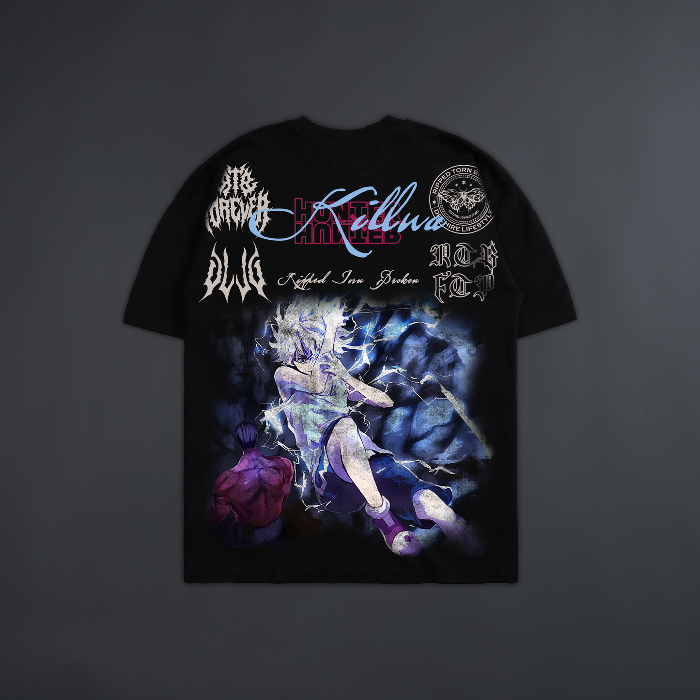 KILLUA: ELECTRIC NEN 'LIMITED' OVERSIZED TEE IN BLACK