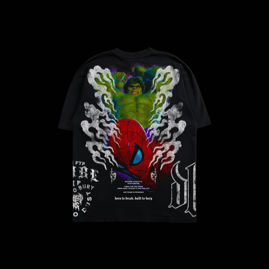 HULK vs. SPIDEY | CLOUD OF DESTRUCTION '1 OF 470' OS TEE IN BLACK