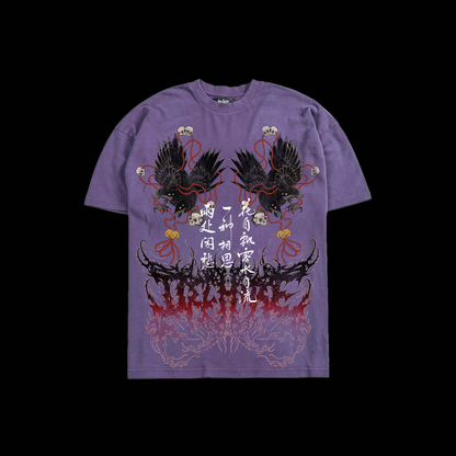 OMEN OF DEATH 'LIMITED' OS TEE IN LOTUS & CHARCOAL