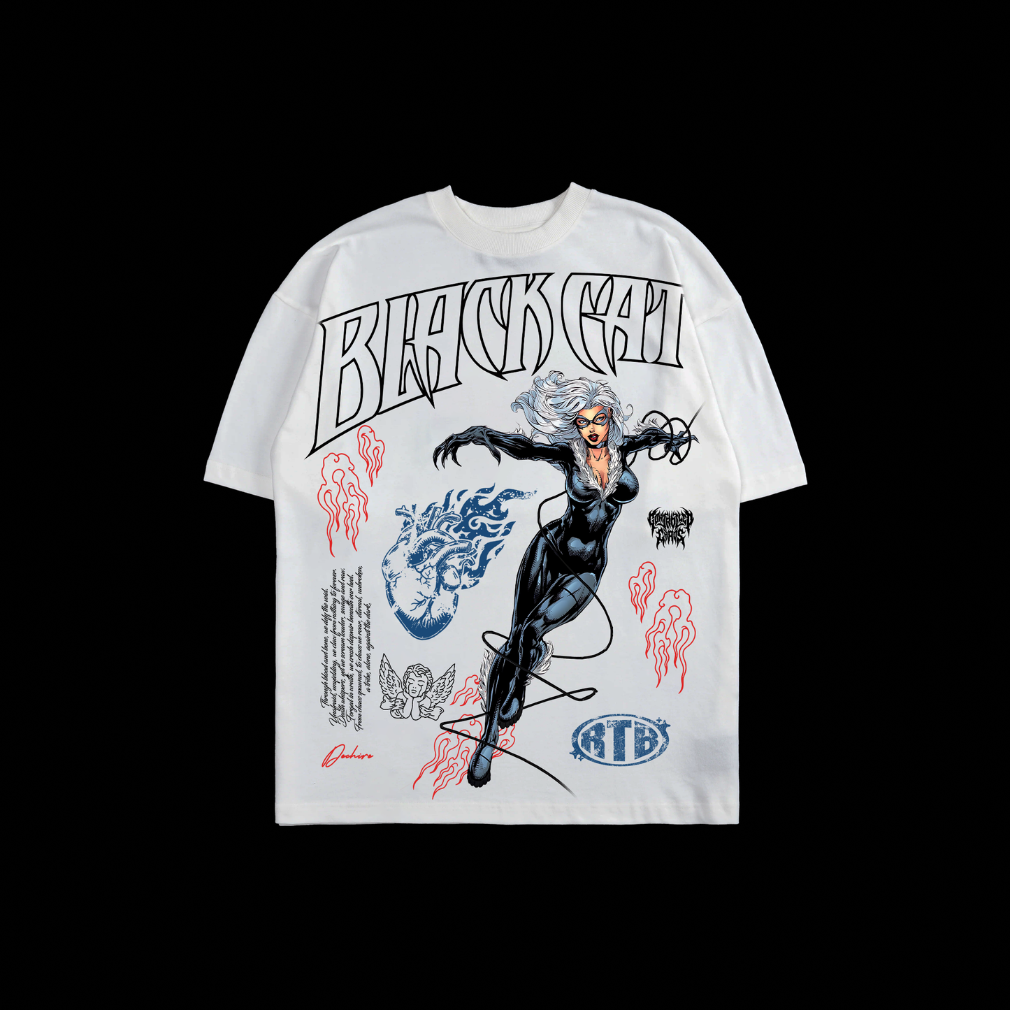 BLACK CAT'S DAY OUT 'LIMITED' OS TEE IN WHITE