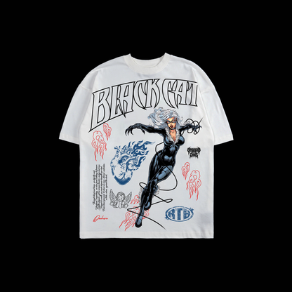 BLACK CAT'S DAY OUT 'LIMITED' OS TEE IN WHITE