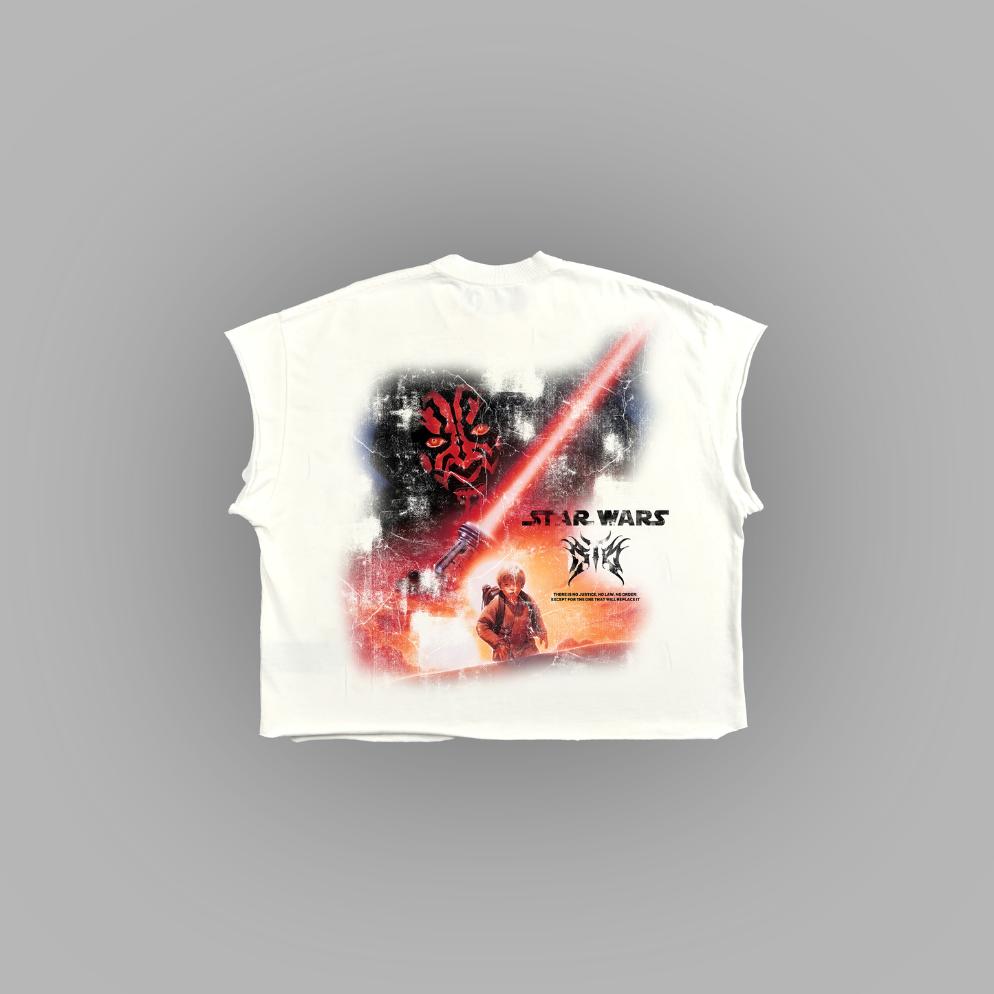 EP. I THE PHANTOM MENACE 'LIMITED' RAW EDGE BOXY MUSCLE TEE IN WHITE