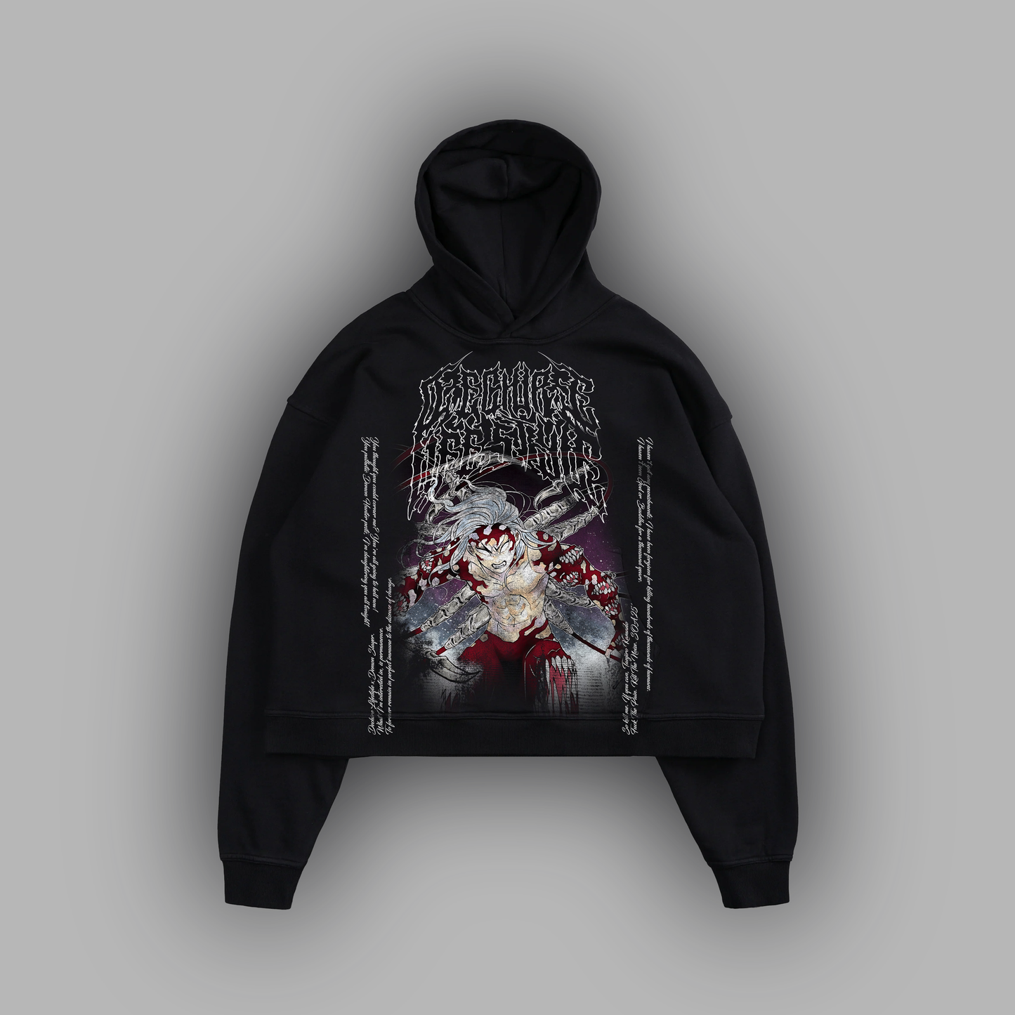 THE DEMON KING 'LIMITED' BOX CUT HOODIE IN CHARCOAL