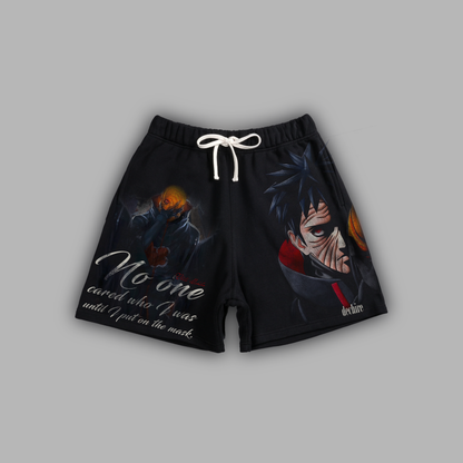OBITO: UNMASKED 7" LOUNGE SHORTS IN BLACK