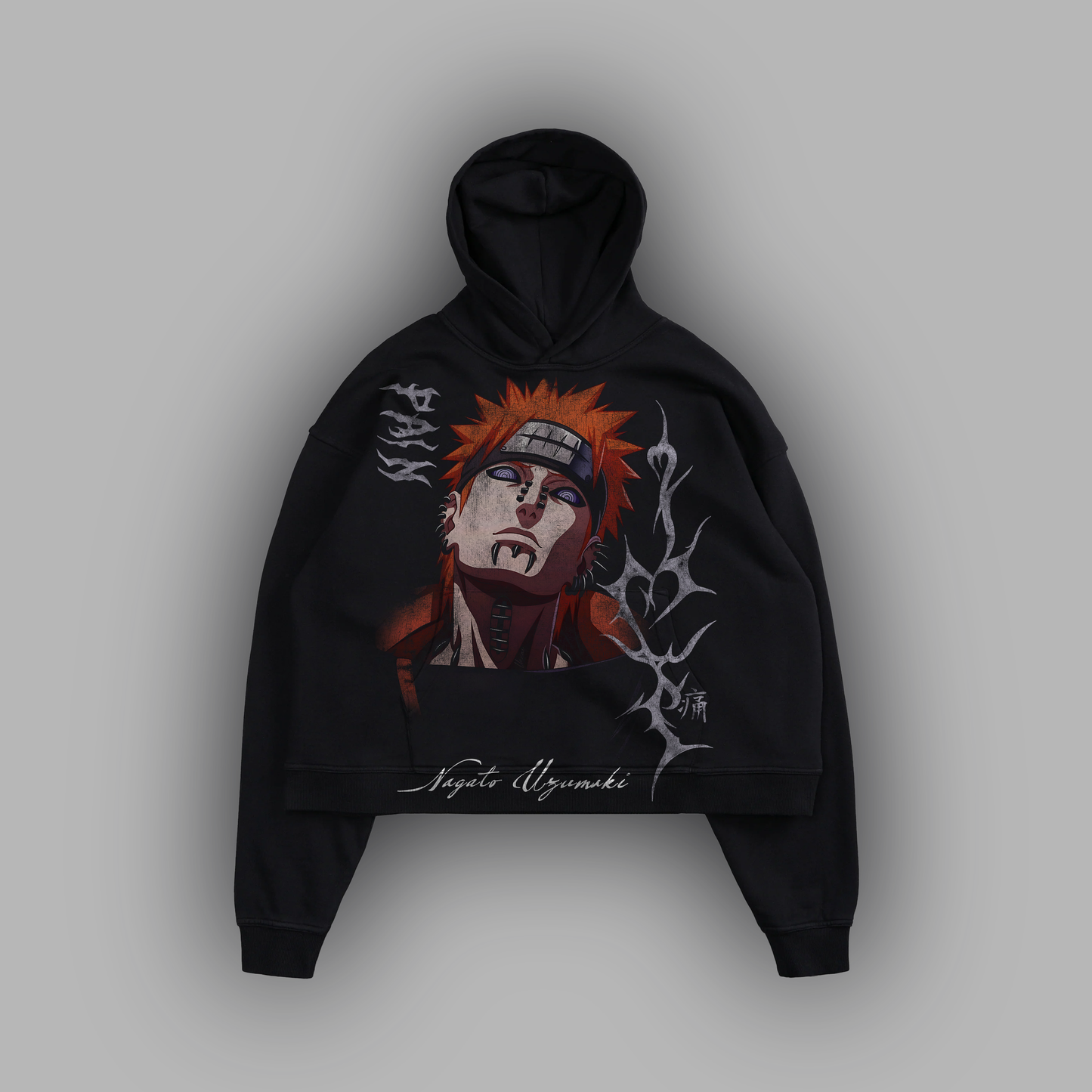 6 PATHS OF PAIN "1 OF 100" BOX CUT HOODIE IN CHARCOAL