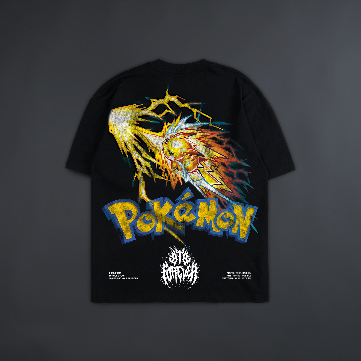 PIKACHU: 10 MILLION VOLTS 'LIMITED' OVERSIZED TEE IN BLACK