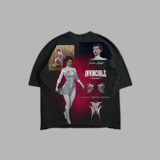 S2E7 I'M NOT GOING ANYWHERE 'LIMITED' RAW HEM OVERSIZED TEE IN BLACK