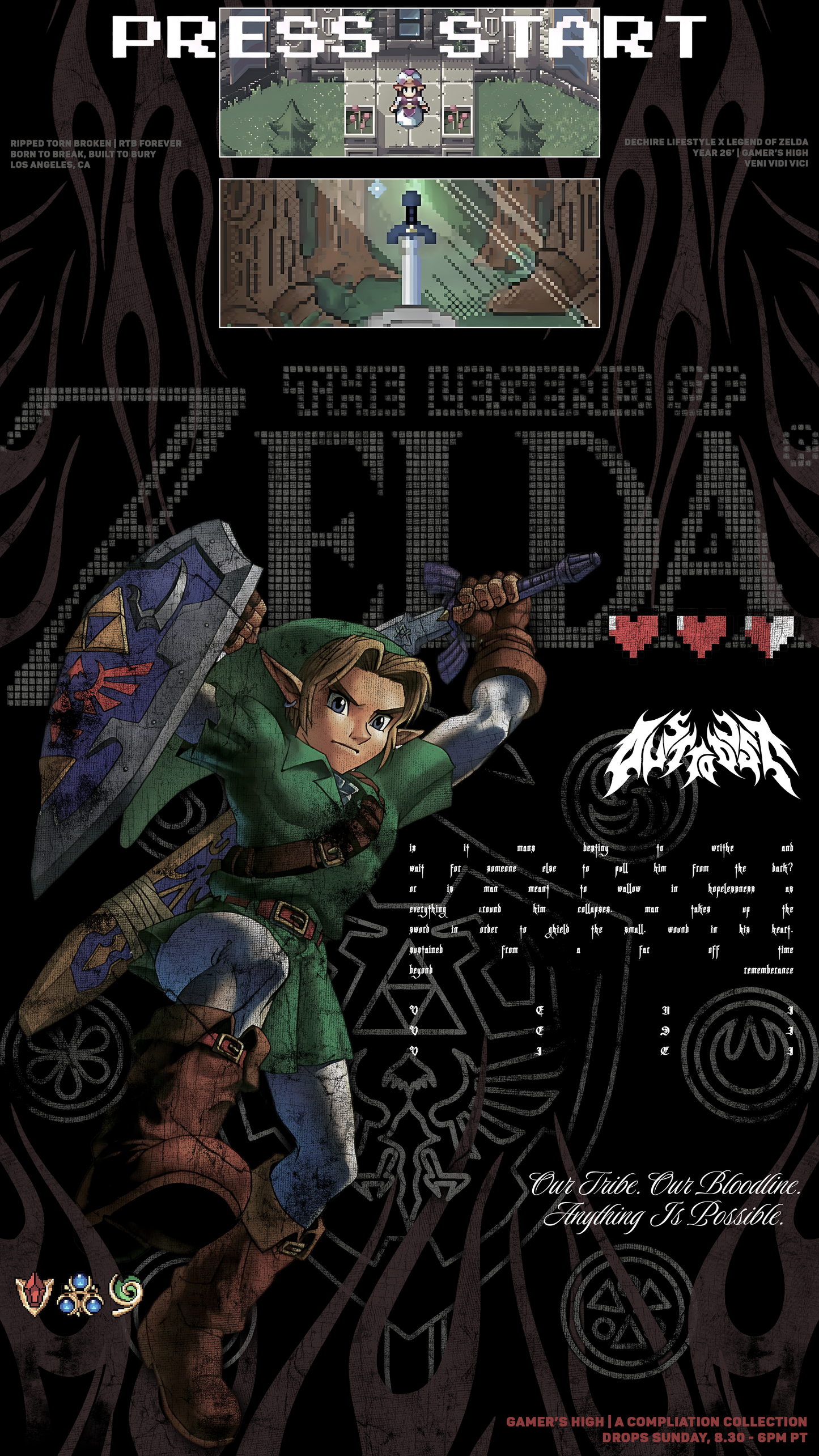 LEGEND OF ZELDA | 8-BIT '1 OF 500' OS TEE IN BLACK