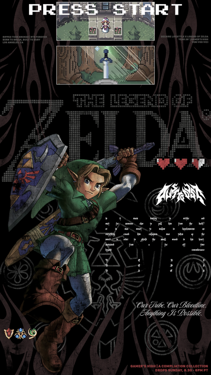 LEGEND OF ZELDA | 8-BIT '1 OF 500' OS TEE IN BLACK