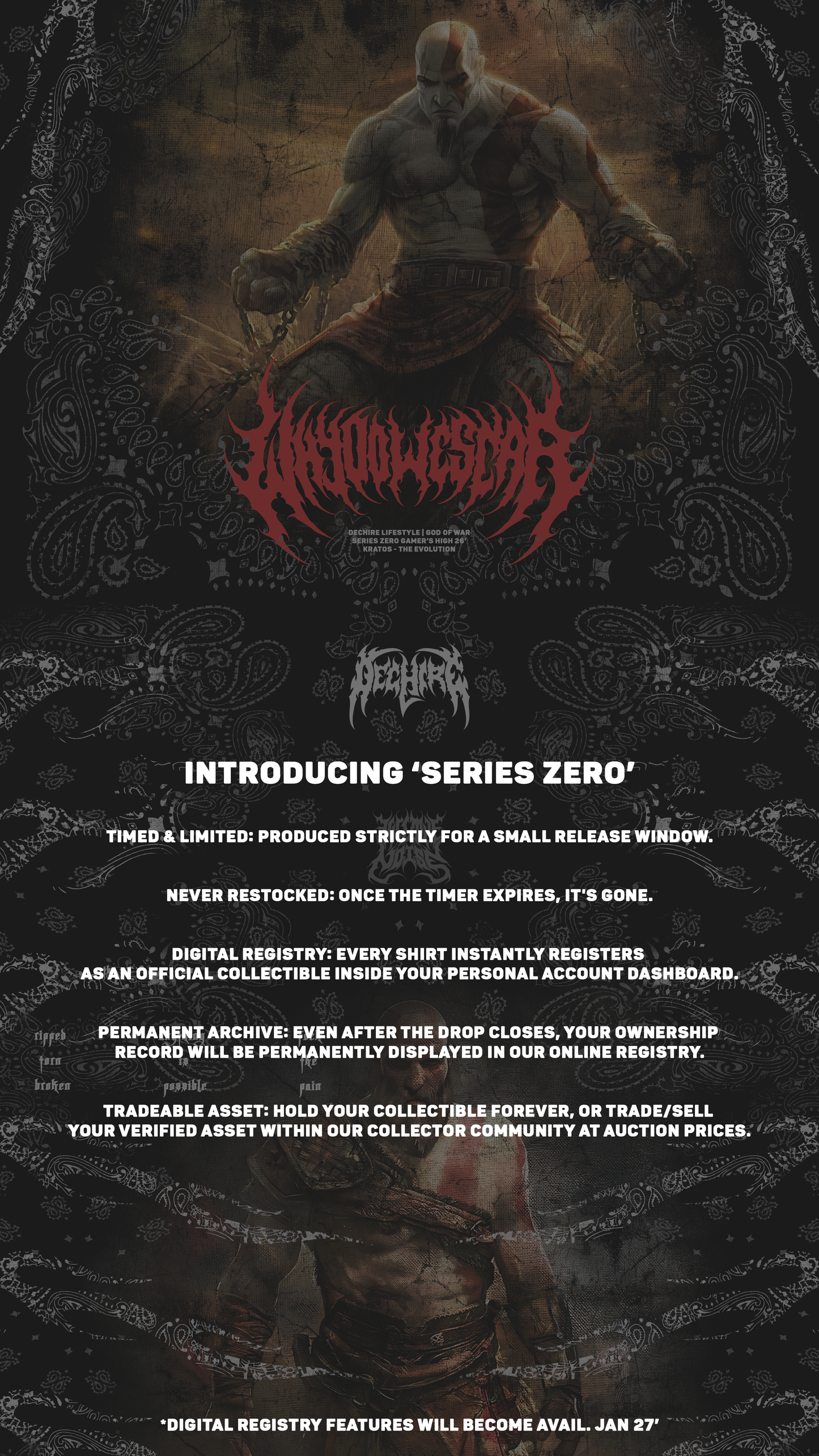 KRATOS | EVOLUTION OF PAIN 'SERIES ZERO' OS TEE IN BLACK