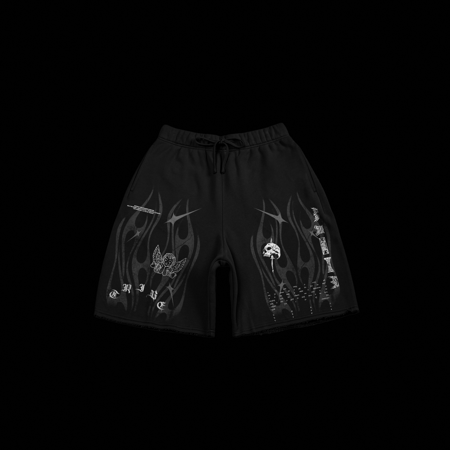 KTN 9' RAW EDGE GRUNGE SHORTS | BLACK