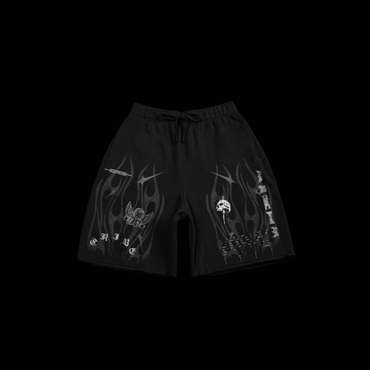 KTN 9' RAW EDGE GRUNGE SHORTS | BLACK