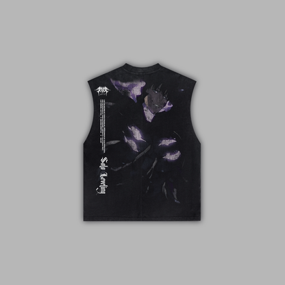 SHADOW MONARCH '1 OF 50' WASHED OS CREW NECK TANK IN BLACK