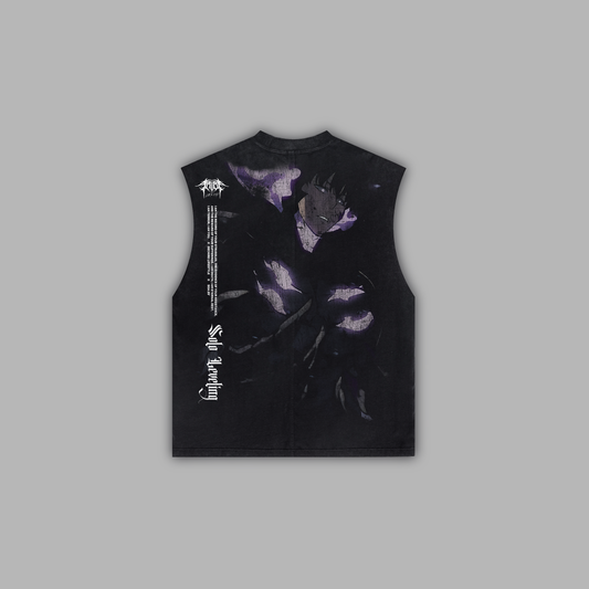 SHADOW MONARCH '1 OF 50' WASHED OS CREW NECK TANK IN BLACK