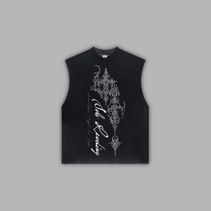 SHADOW MONARCH '1 OF 50' WASHED OS CREW NECK TANK IN BLACK