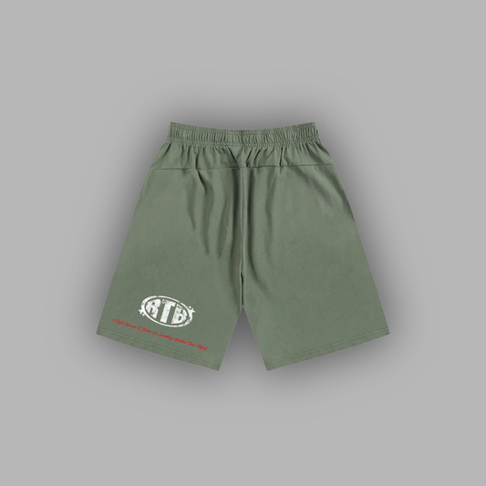 WHERE I REALLY COME FROM 'LIMITED' HVWT ATHLETIC SHORTS IN OLIVE