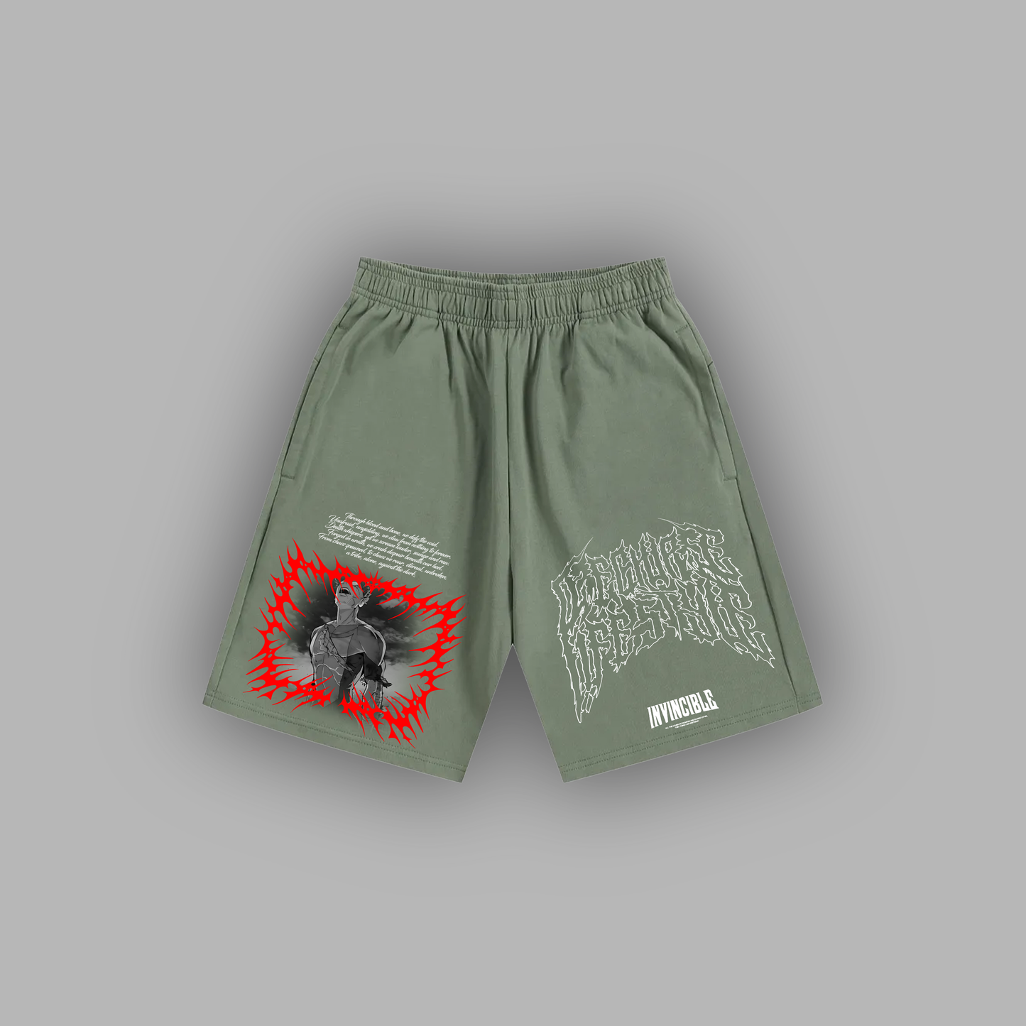 WHERE I REALLY COME FROM 'LIMITED' HVWT ATHLETIC SHORTS IN OLIVE