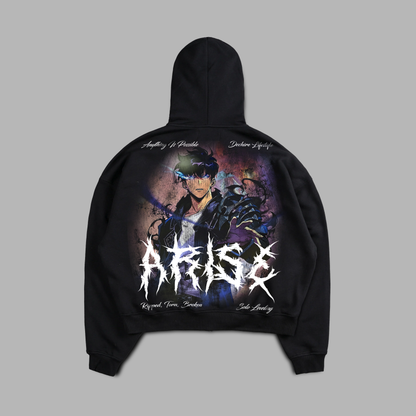 ARISE.. OS RAGLAN ZIP HOODIE IN BLACK