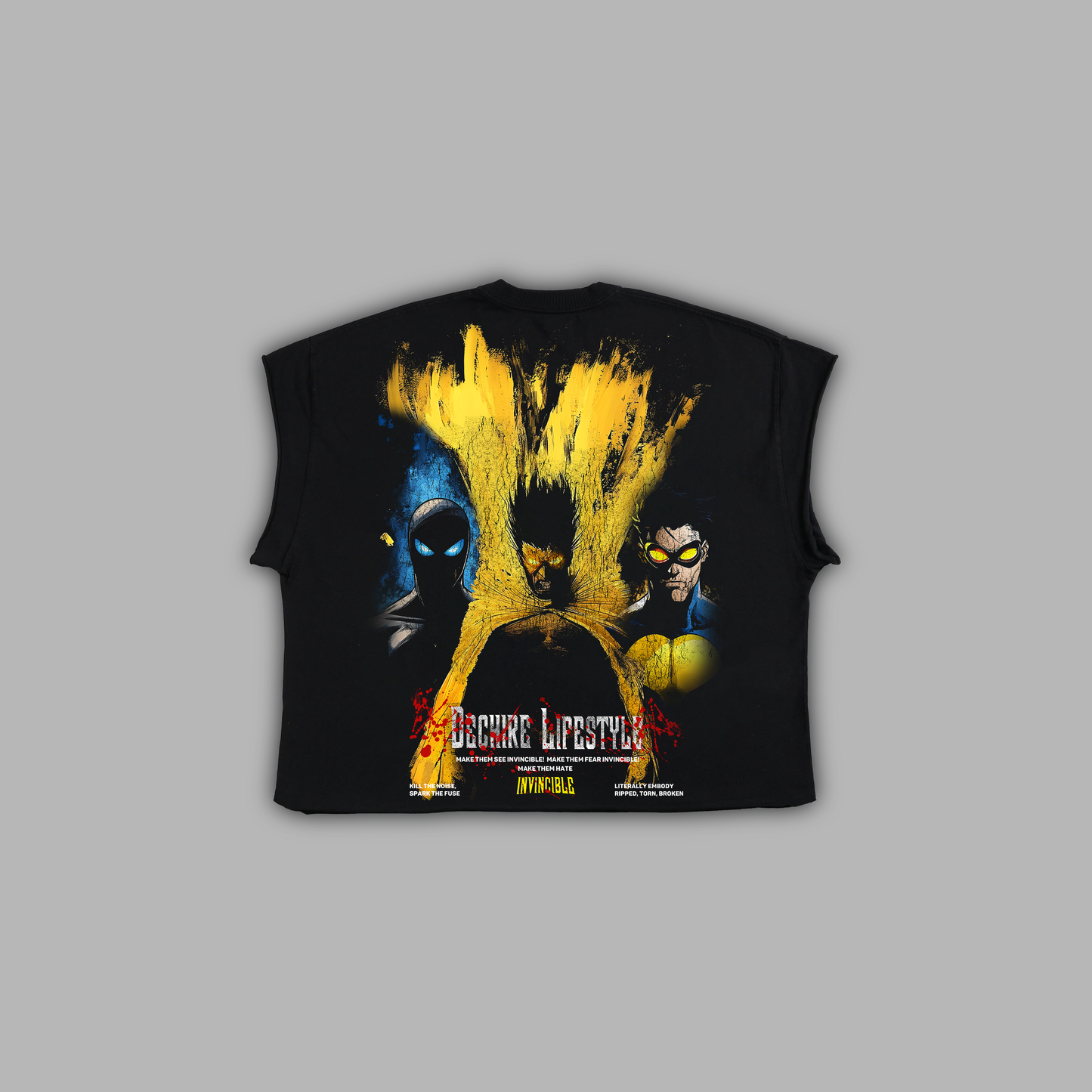 MAKE THEM HATE 'LIMITED' RAW EDGE BOXY MUSCLE TEE IN BLACK