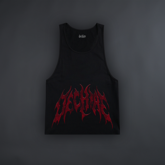 BLOOD RED JERSEY COMBED LOOSE FIT TANK TOP