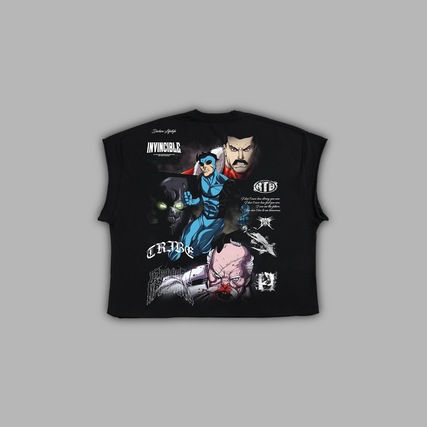 VILTRUMITES 'LIMITED' RAW EDGE BOXY MUSCLE TEE IN BLACK