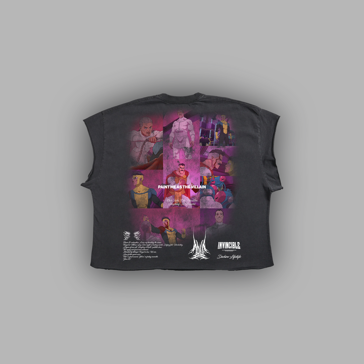 BATTLE OF THRAXA 'LIMITED' RAW EDGE BOXY MUSCLE TEE IN BLACK