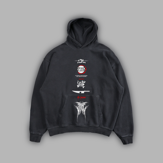 TENGEN UZUI 'LIMITED' RETRO WASHED OS HOODIE IN SHADOW BLK