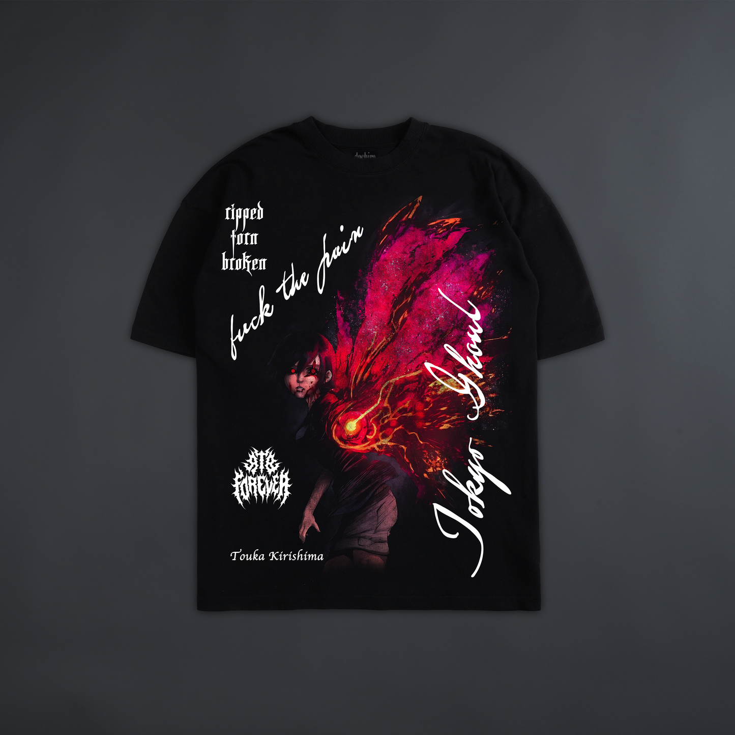 TOUKA: SHATTERED 'LIMITED' OVERSIZED TEE IN BLACK