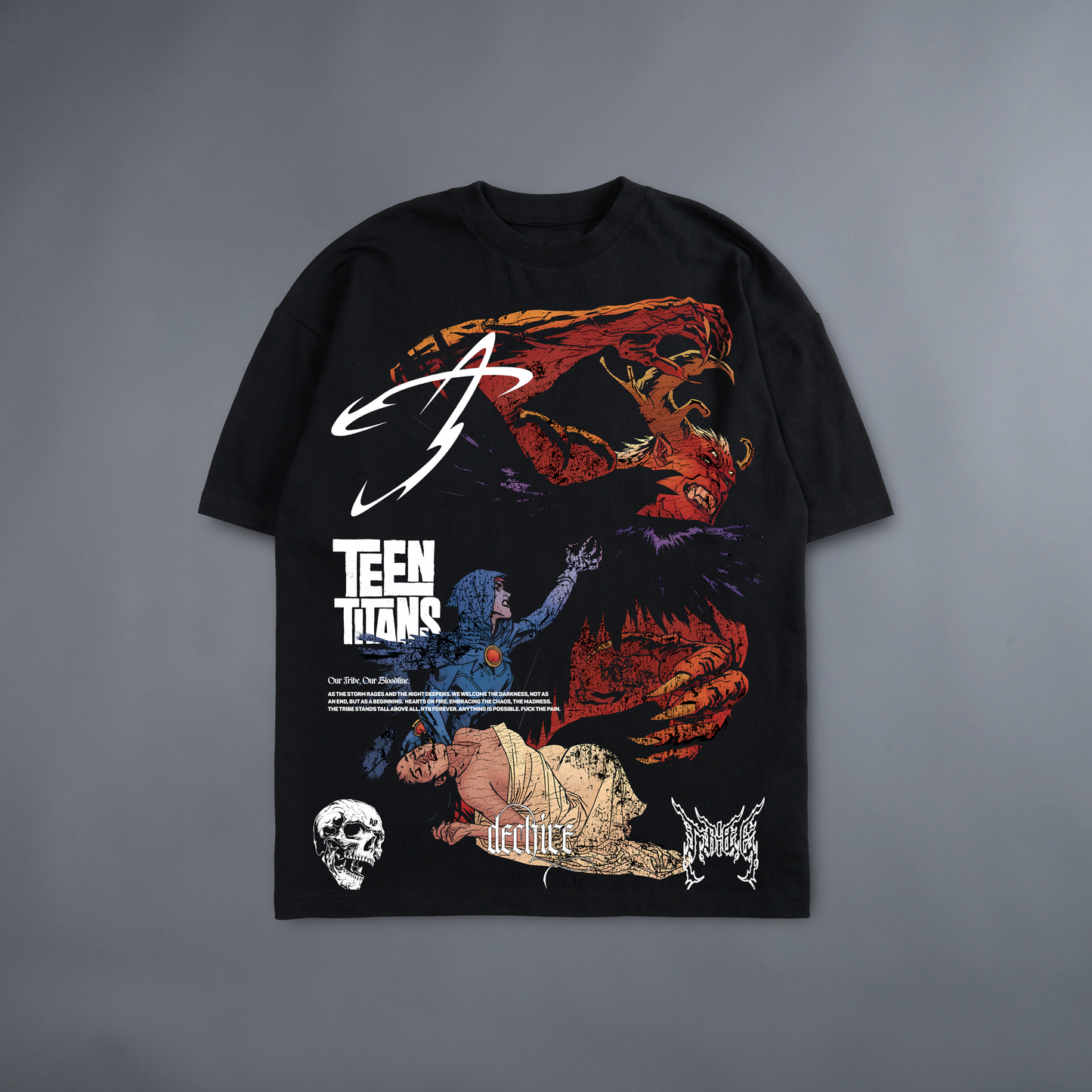 TEK TRIGON vs. RAVEN: THE END OF TITANS 'LIMITED' 8.5oz LA:MADE WGD TEE IN BLACK