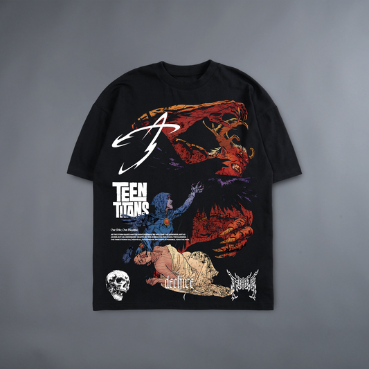 TEK TRIGON vs. RAVEN: THE END OF TITANS 'LIMITED' 8.5oz LA:MADE WGD TEE IN BLACK