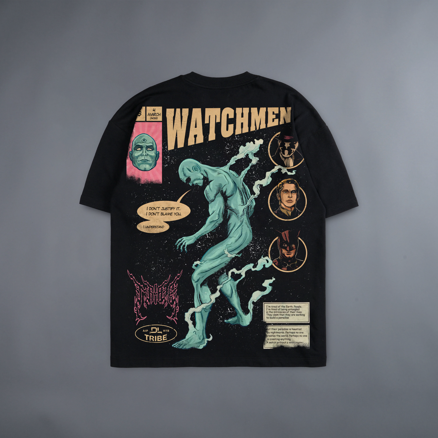 TEK WATCHMEN: THE END IS NOW 'LIMITED' 8.5oz LA:MADE WGD TEE IN BLACK