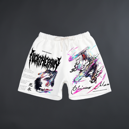 CHAINSAW MAN LOUNGE SWEAT SHORTS IN WHITE