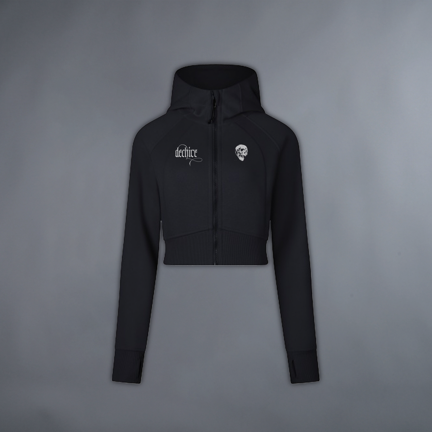 PAINT ME AS THE VILLAIN 'LIMITED' CROP ZIP HOODIE IN SHADOW