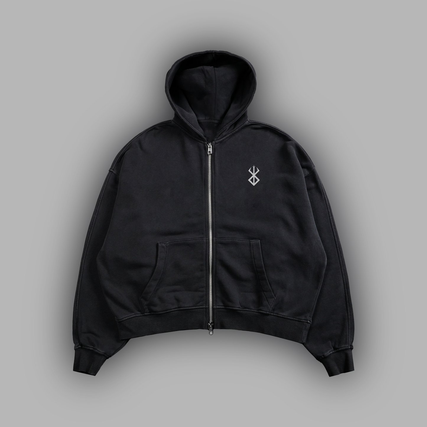 BERSERK 97' 'LIMITED' SNOW WASHED DOUBLE ZIP HOODIE IN FADED BLK