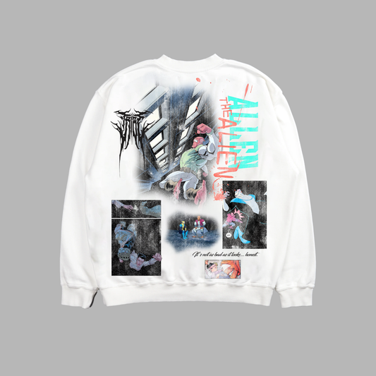 ALLEN THE ALIEN 'LIMITED' 11oz CREWNECK IN WHITE
