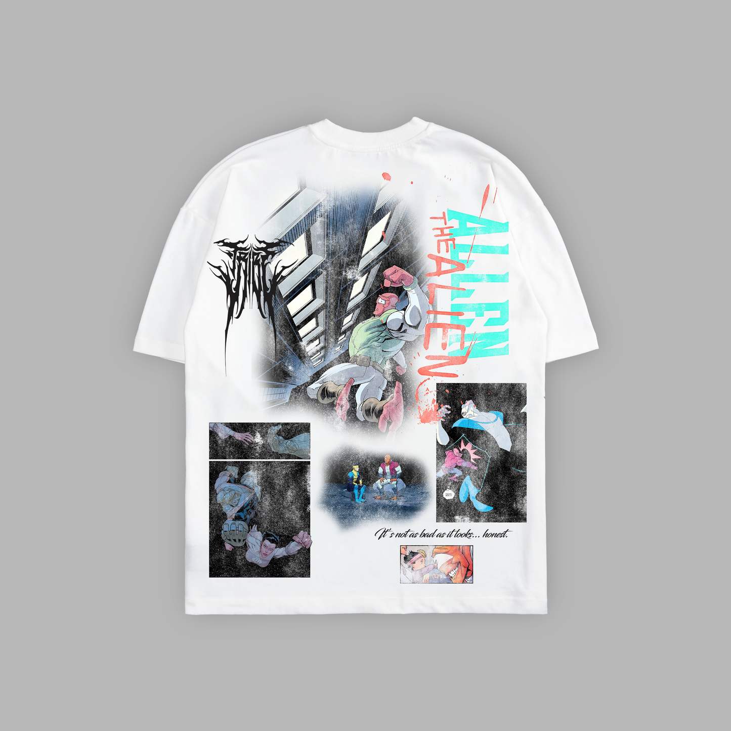 ALLEN THE ALIEN 'LIMITED' 6.8oz OVERSIZED TEE IN WHITE