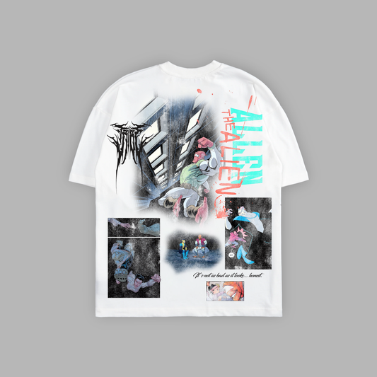 ALLEN THE ALIEN 'LIMITED' 6.8oz OVERSIZED TEE IN WHITE