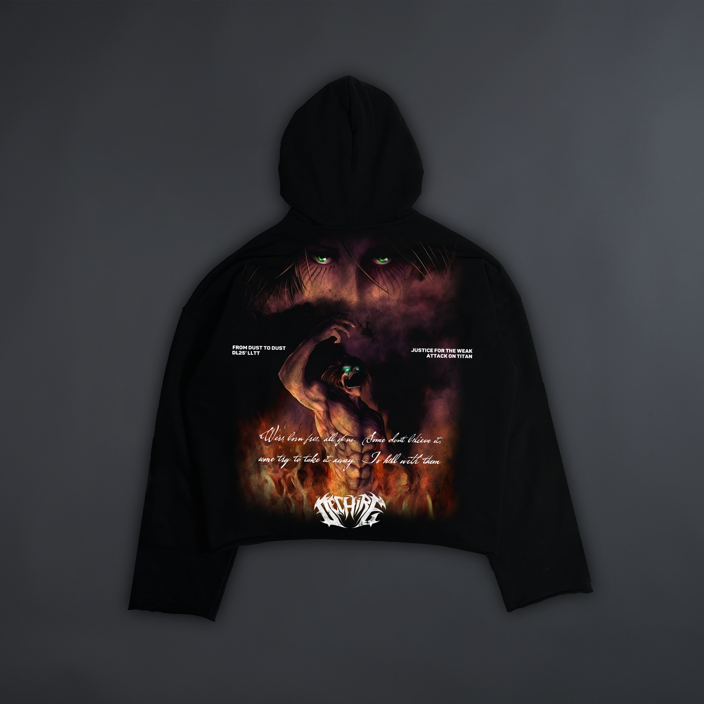 THE ATTACK TITAN || OS BOXY CUTOFF HOODIE IN SHADOW BLACK®