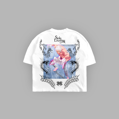 BAEK: SILVER BEAST 'LIMITED' OVERSIZED BOXY TEE IN WHITE