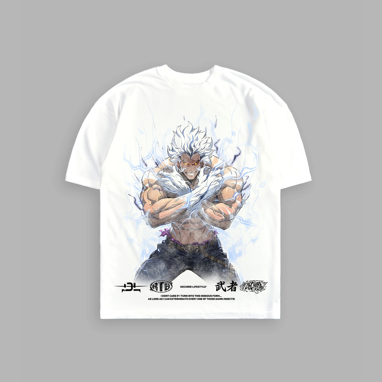 BAEK: SILVER BEAST 'LIMITED' 6oz OVERSIZED TEE IN MOON WHITE